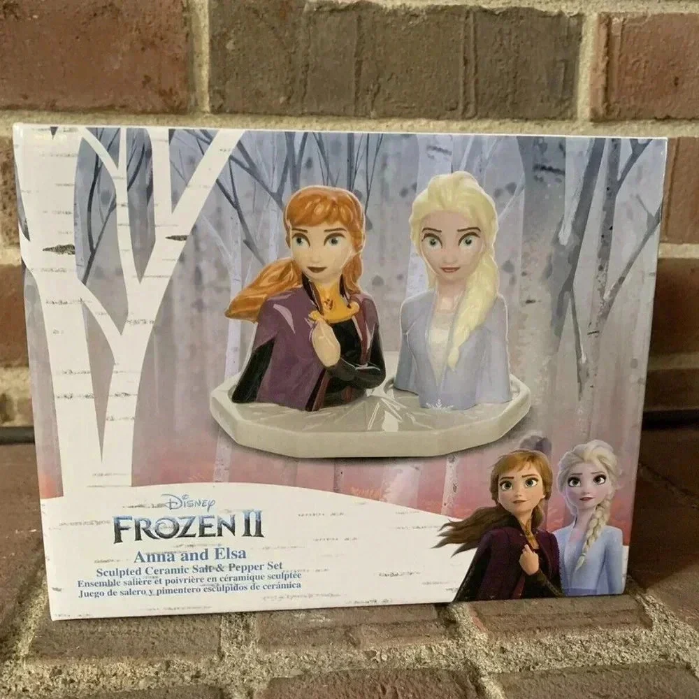 NEW Disney Frozen 3pc Elsa & Anna Figurine Salt & Pepper Shaker Set